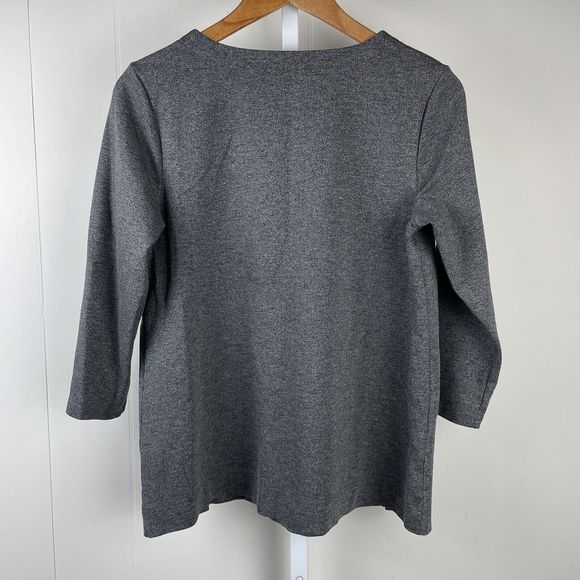 J. Jill Wearever Double Face Jersey Buttoned Hem Top Charcoal Gray Small - Picture 6 of 7